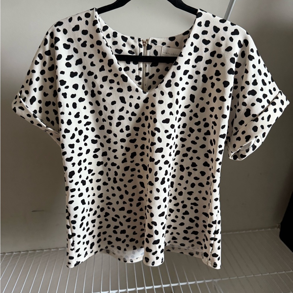 Polka Dot V-Neck Women's Top